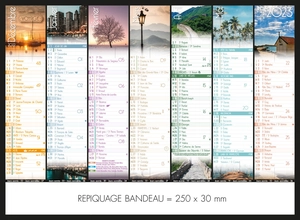 Calendrier bancaire 2025  VOYAGE format 27 x 21 cm - 7 mois par face personnalisable