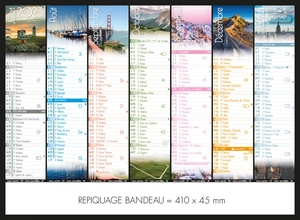 Calendrier bancaire 2025  VOYAGE format 43 x 33 cm - 7 mois par face personnalisable