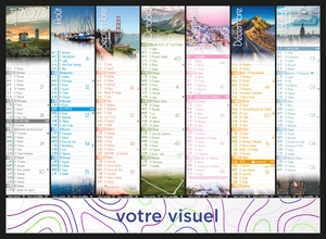 Calendrier bancaire 2025  VOYAGE format 55 x 40 cm - 7 mois par face personnalisable