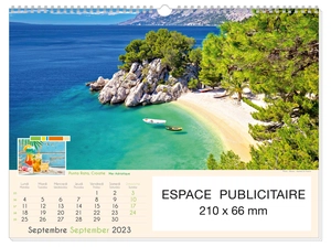 Calendrier Feuillet 2025  PLAGES DE REVE 32 x 43 cm - 13 feuillets personnalisable