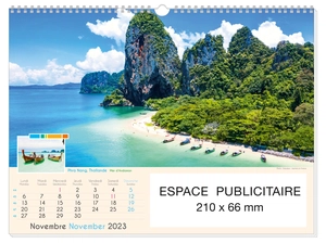 Calendrier Feuillet 2025  PLAGES DE REVE 32 x 43 cm - 13 feuillets personnalisable