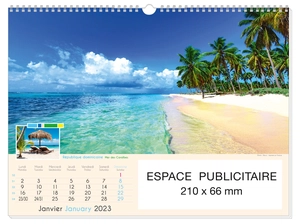 Calendrier Feuillet 2025  PLAGES DE REVE 32 x 43 cm - 13 feuillets personnalisable