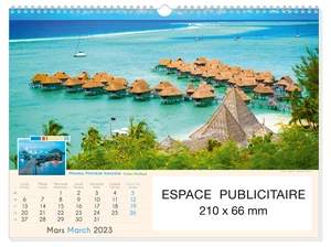 Calendrier Feuillet 2025  PLAGES DE REVE 32 x 43 cm - 13 feuillets personnalisable