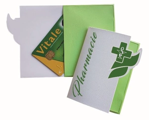 Porte carte vitale, 2 volets découpe pharmacie personnalisable