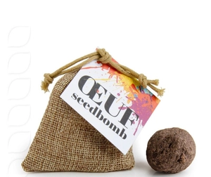 Pochon en toile de jute avec bombe de graines BIO SEEDBOMB personnalisable