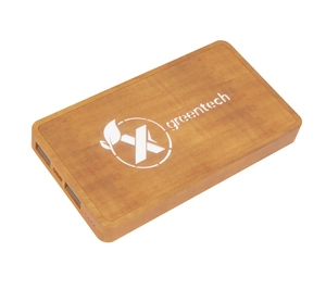 Powerbank lumineux en bois FSC avec câble 3 en 1 en RPET personnalisable