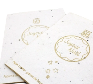 Carte en papier de graines avec découpe laser sur-mesure personnalisable