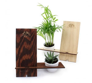 Support téléphone en bois avec plante personnalisable