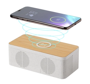 Enceinte Bluetooth en fibre de blé TRECAM chargeur induction personnalisable