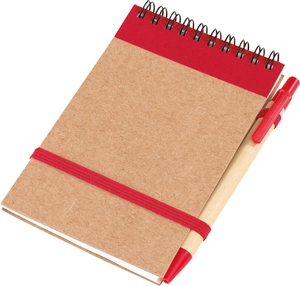 Carnet à spirales en papier recyclé A6 avec stylo intégré personnalisable