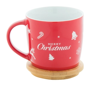 Mug en céramique Noël 370 ml - dessous de verre bambou personnalisable