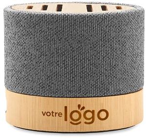 Enceinte bluetooth 5.0 en PET recyclé et bambou personnalisable