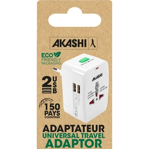 Adaptateur de voyage avec 2 ports USB - 150 pays personnalisable