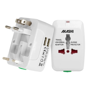 Adaptateur de voyage avec 2 ports USB - 150 pays personnalisable