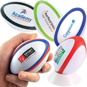 Ballon de Rugby Anti-Stress Bicolore ou Tricolore personnalisable