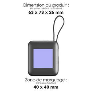 Batterie de secours avec 2 câbles - 10 000 mAh personnalisable
