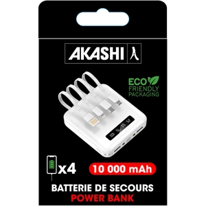 Batterie de secours avec 4 câbles - 10000 mAh personnalisable