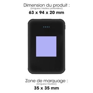 Batterie de secours ultra slim et ultra compacte 5000 mAh personnalisable