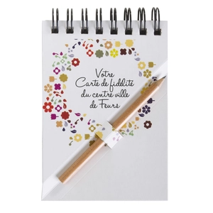 Bloc note A7, carnet avec crayon prestige naturel 8,7cm personnalisable