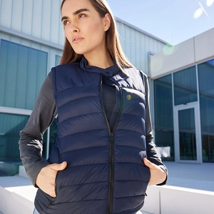 Bodywarmer Femme en polyester recyclé - déperlant et fermeture YKK personnalisable