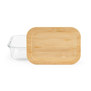 Boîte à déjeuner 1090 ml en verre avec couvercle bambou - Lunchbox avec couverts personnalisable