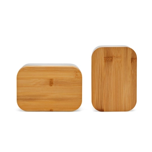 Boîte à déjeuner 1480 ml deux compartiments 1480 ml - Lunchbox en inox recyclé et couvercle bambou personnalisable