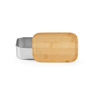 Boîte à déjeuner 740ml en acier inox recyclé et couvercle bambou - Lunchbox avec couverts personnalisable