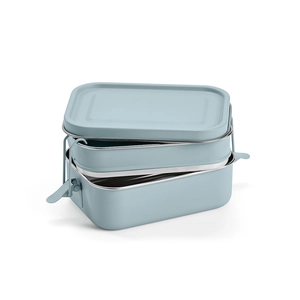 Boîte à déjeuner deux compartiments 1240 ml - Lunchbox avec fermeture boucles latérales personnalisable