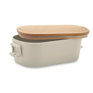 Boîte à lunch en PP avec 2 fermoirs latéraux et couvercle en bambou 700ml personnalisable