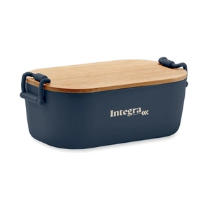 Boîte à lunch en PP avec 2 fermoirs latéraux et couvercle en bambou 700ml personnalisable