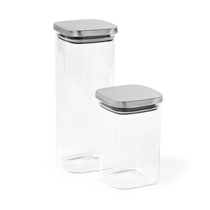 Boîte de conservation en verre 2130 ml avec couvercle en acier inox recyclé personnalisable