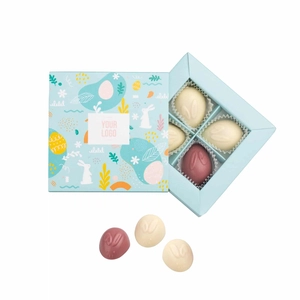 Boîte de pralines de Pâques en forme de Lapin 40g - 4 pièces personnalisable