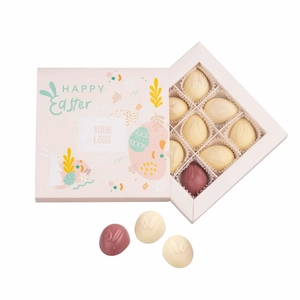 Boîte de pralines de Pâques en forme de Lapin 90g - 9 pièces personnalisable