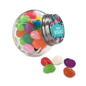 Bonbons multicouleurs dans un bocal en verre - 40 gr de chocolats personnalisable