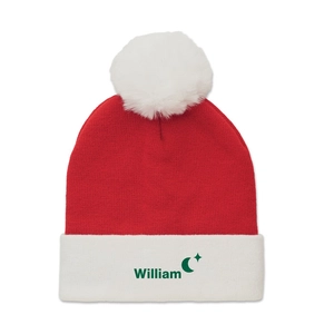 Bonnet de Noël avec revers et pompon personnalisable