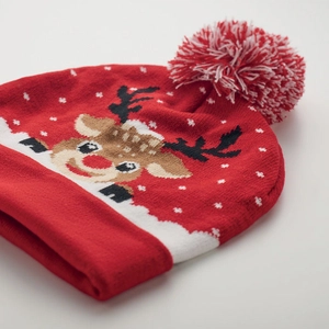 Bonnet de Noël tricoté avec revers et pompon personnalisable