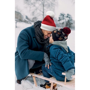 Bonnet de Noël tricoté avec revers et pompon personnalisable