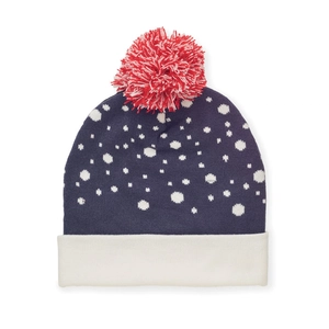 Bonnet de Noël tricoté avec revers et pompon personnalisable