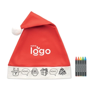 Bonnet de Père Noël pour enfants à colorier - livré avec crayons personnalisable