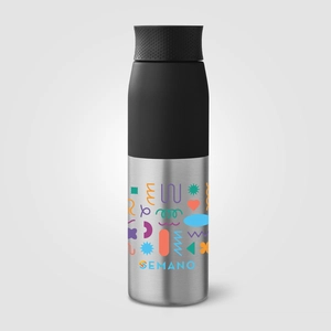 Bouteille à couvercle à torsion en acier inoxydable recyclé - 650 ml personnalisable