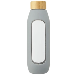 Bouteille d'eau 600 ml en verre borosilicate avec grip silicone personnalisable