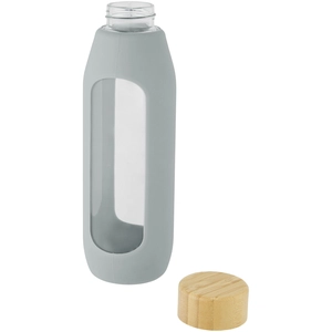 Bouteille d'eau 600 ml en verre borosilicate avec grip silicone personnalisable