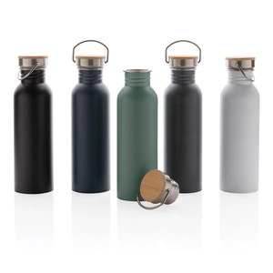 Bouteille en acier inoxydable avec couvercle en bambou personnalisable