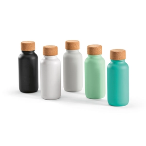 Bouteille en inox recyclé 530 ml simple paroi finition mate - bouchon en liège personnalisable