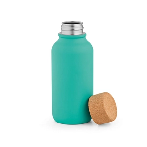 Bouteille en inox recyclé 530 ml simple paroi finition mate - bouchon en liège personnalisable