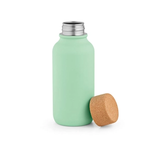 Bouteille en inox recyclé 530 ml simple paroi finition mate - bouchon en liège personnalisable