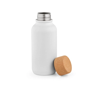 Bouteille en inox recyclé 530 ml simple paroi finition mate - bouchon en liège personnalisable