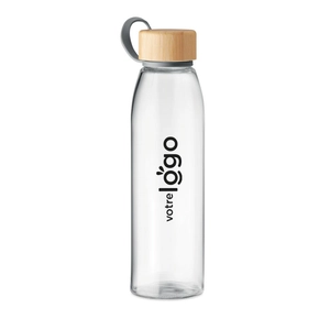 Bouteille en verre 500 ml avec couvercle en bambou  personnalisable