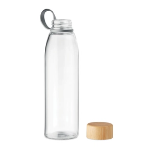 Bouteille en verre 500 ml avec couvercle en bambou  personnalisable