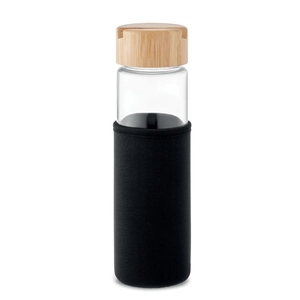 Bouteille en verre 600 ml avec bouchon support de téléphone en bambou personnalisable